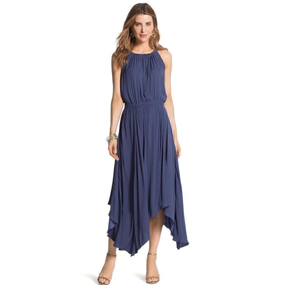 NWOT Chico's Periwinkle Whitney Halter Casual Maxi Dress